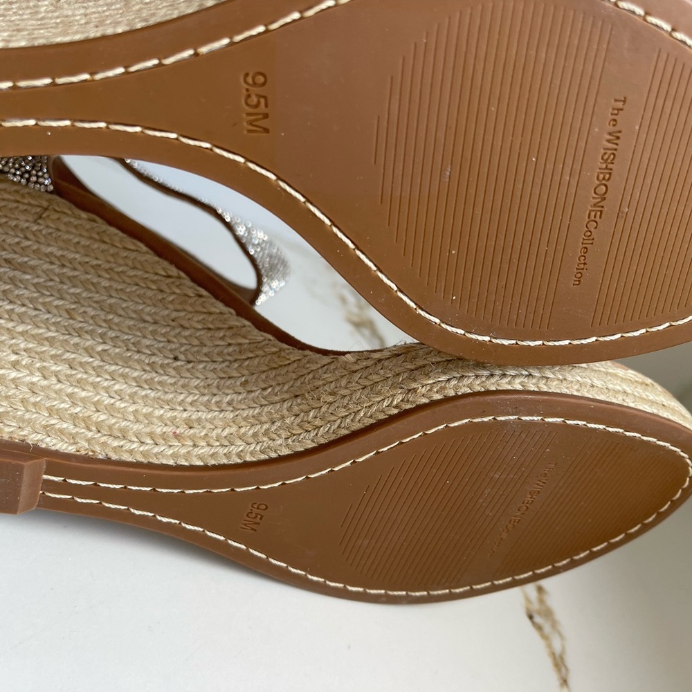 Wishbone collection studded Silver Wedge espadrilles Sandals size 9.5 - Picture 5 of 5